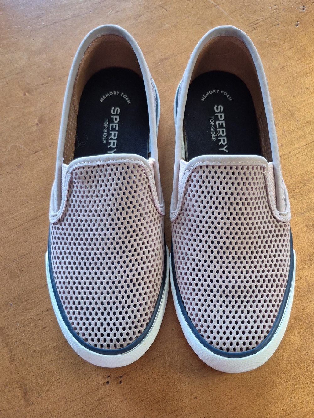 Sperry Pink & Navy Mesh Top Sider Slip-On Sneakers. Sz 7.5